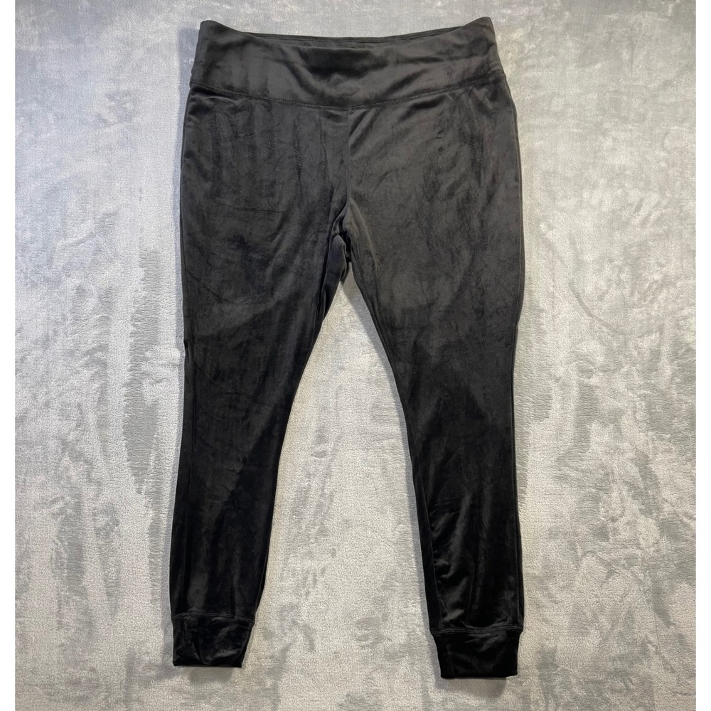 Esmara Womens Velour Joggers XL Black Soft Velvet Lounge Pants